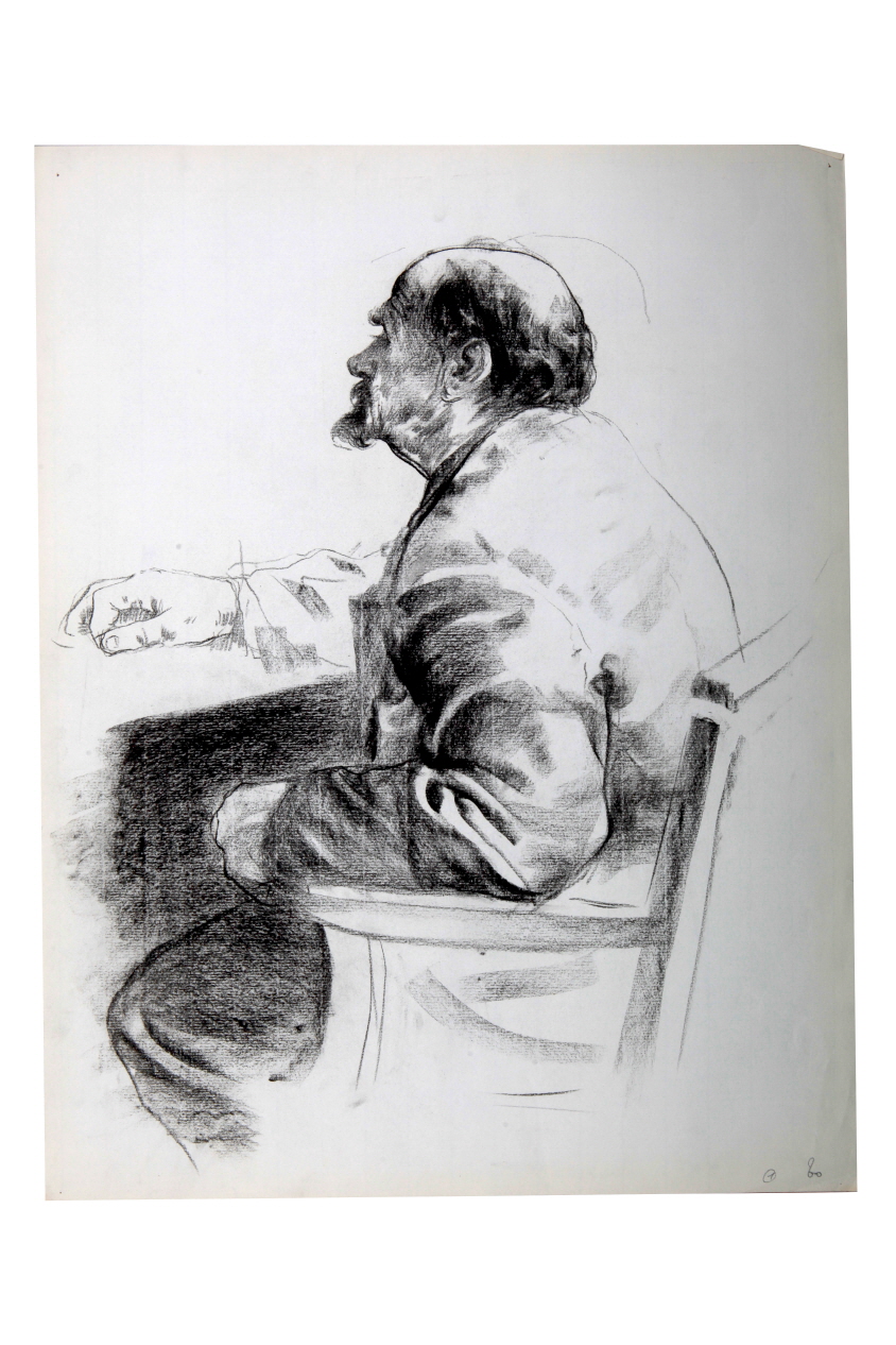Male Model, 1980, Charcoal on paper, 63.5×49cm