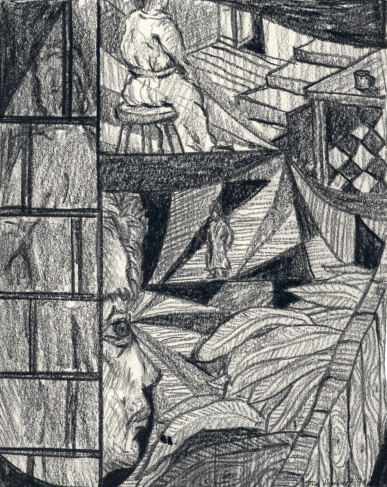 Tom Anholt, New Horizons (Study), 2018, Pencil on Paper, 20 x 15.8cm