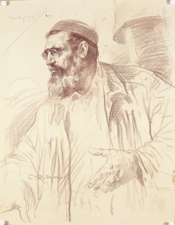 Portrait of S. D. Merkurov, 1969, Sepia on paper, 63×49cm