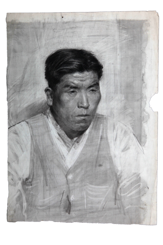 Korean Man Wearing a Vest, 1953, Charcoal, pencil on paper, 52.5×37.5cm
