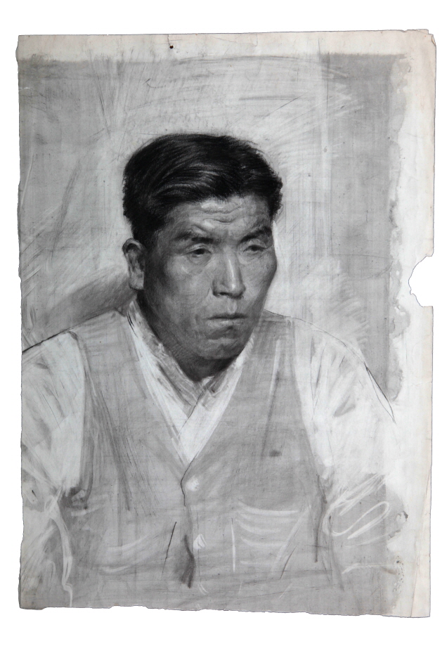 Korean Man Wearing a Vest, 1953, Charcoal, pencil on paper, 52.5×37.5cm