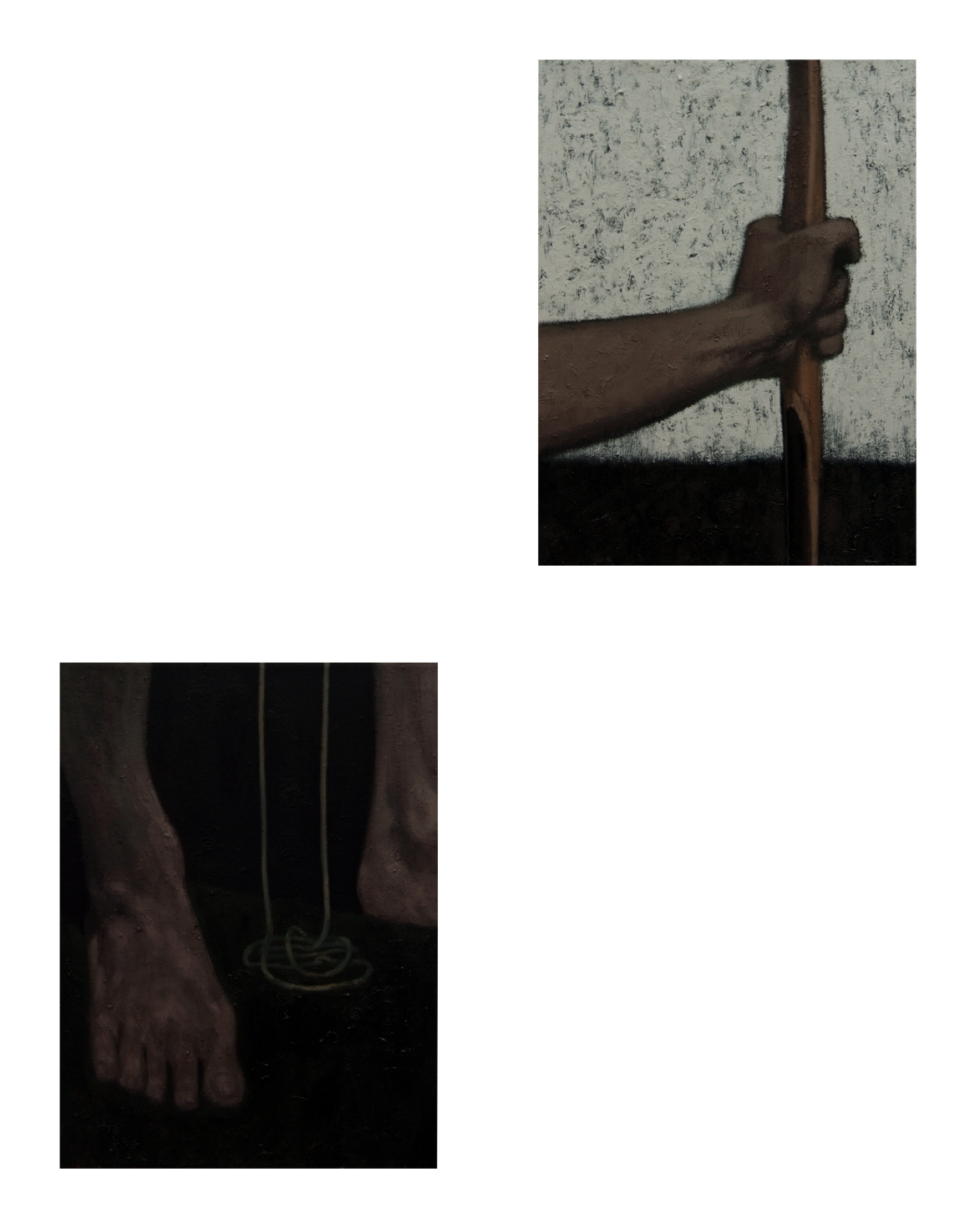 Couldn't Bear to Shoot, Even Towards the Ground, 2020, Oil on canvas, 33.5x24cm x2