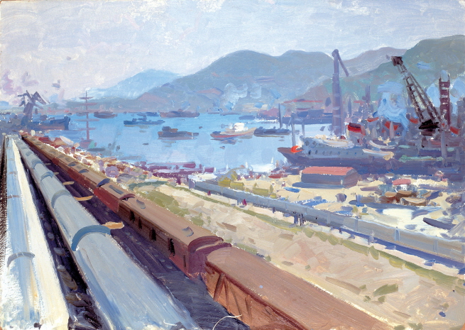Far Eastern Factory (Etude), 1961, Oil on panel, 50x70cm