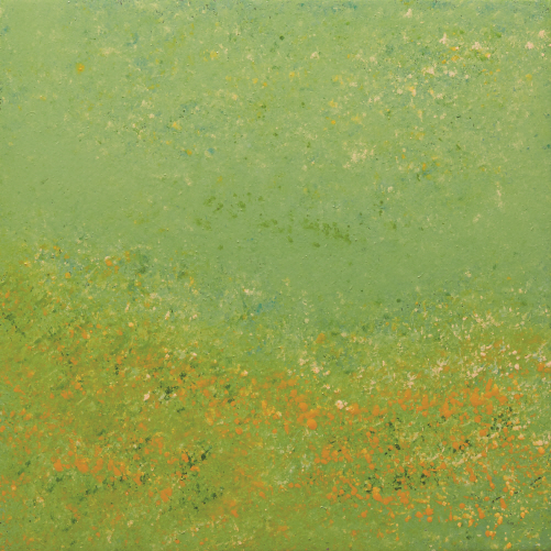 From a Distance, 2019, Ottchil(Korean lacquer), hemp cloth on wood, 20x20cm