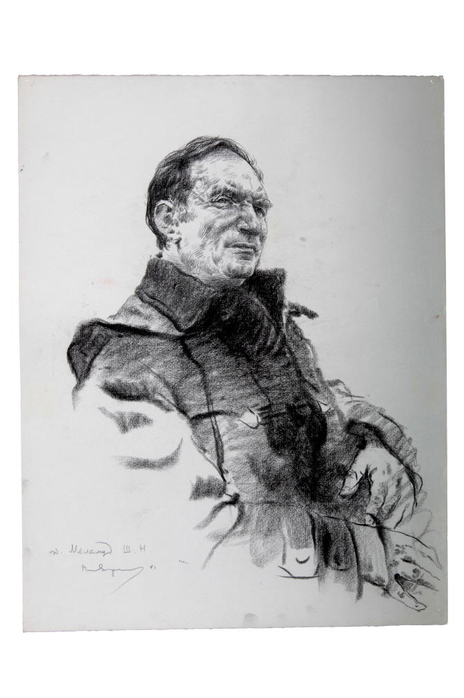 Artist Shaya Noevich Melamud, 1981, Charcoal on paper, 64.5×50cm