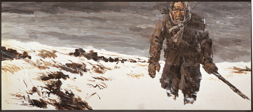 A Liaison Soldier in the Snow, 1992, Acrylic on canvas, 72x161.7cm