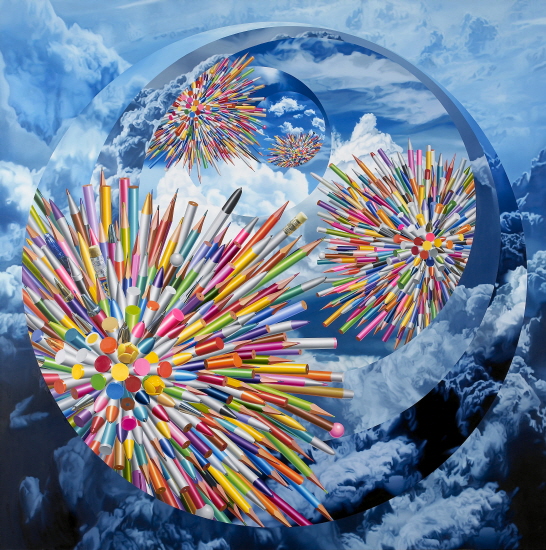 Pens-The six celestial bodies  2014  oil on linen  250x250cm