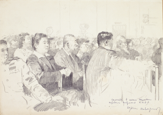 Delegates, 1954, Pencil on paper, 28.8×40.5cm