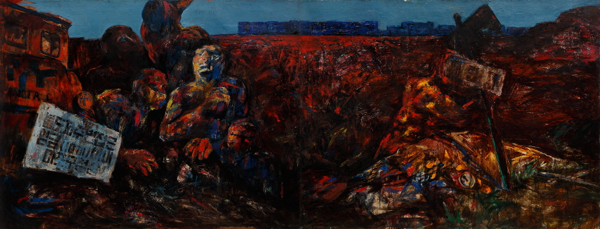 Nanjido - Landll, 1984, Oil on canvas, 112.1x291(112.1x145.5, 112.1x145.5)cm