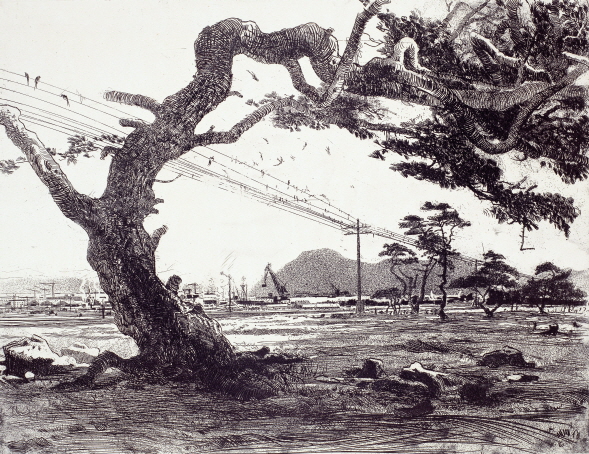 In Nakhodka, 1961, Etching, 49.5×64.5cm