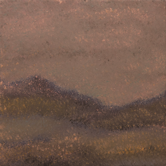 From a Distance, 2019, Ottchil(Korean lacquer), hemp cloth on wood, 20x20cm