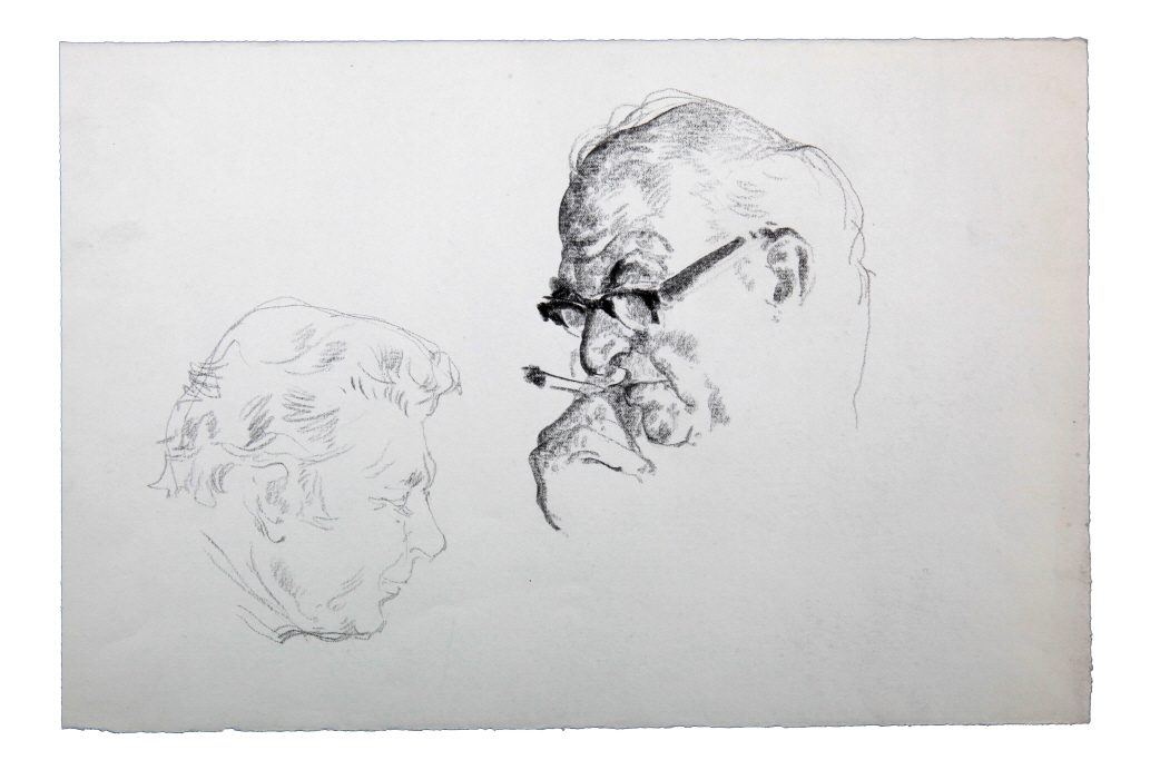Sketch of a Man’s Head, 1975, Charcoal on paper, 25×37.5cm