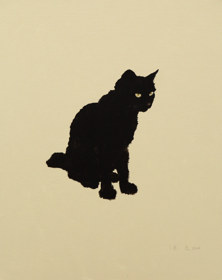 The Stray Cat that Never Approaches, 2018, Acrylic and black ink on canvas, 90.5×72.5cm