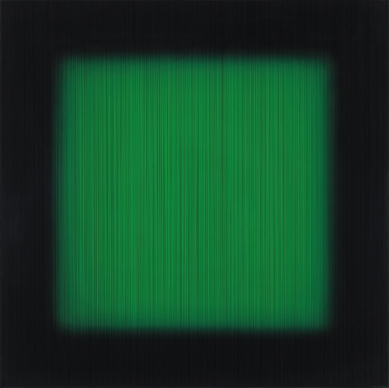 Percy the Green, 2017, Acrylic on epoxy resin, wooden frame, 112x112x6.5cm
