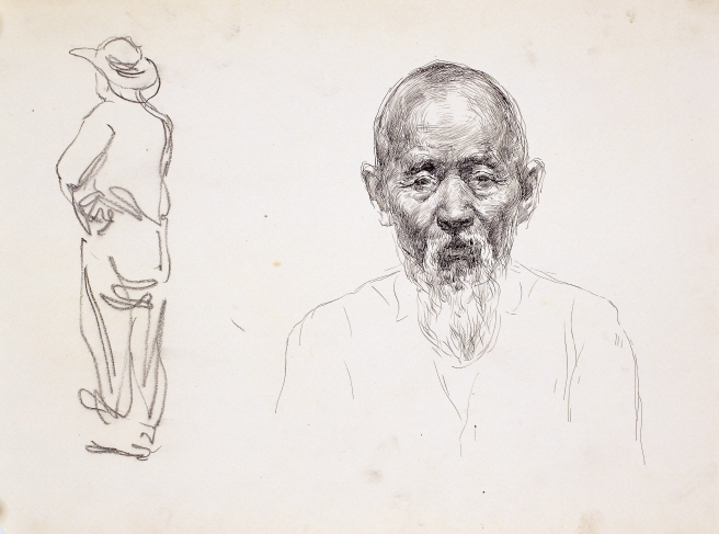 Sketch of a Person, 1946, Charcoal, ink, pen on paper, 28×40cm