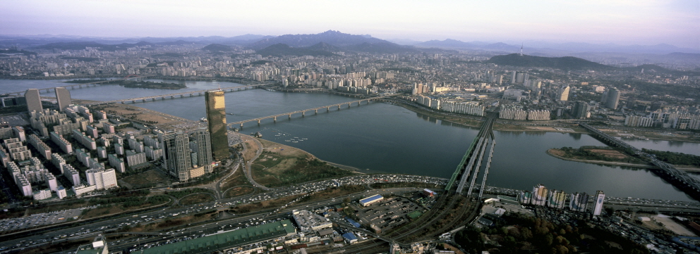 Aerial of Seoul, SOUTH KOREA, 2007, Pigment Print, 57 1/16x19 3/8 inches