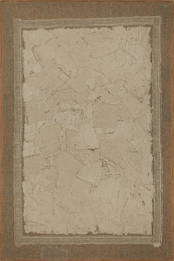 Conjunction 97-030, Oil on and pushed from back of hemp cloth, 180x120cm, 1997