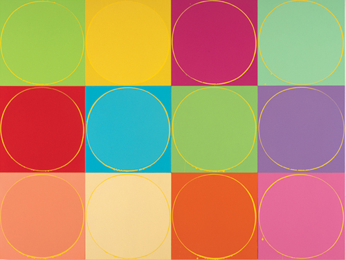 Ian DAVENPORT Untitled Circle Painting: 12 multicoloured panels, no.1