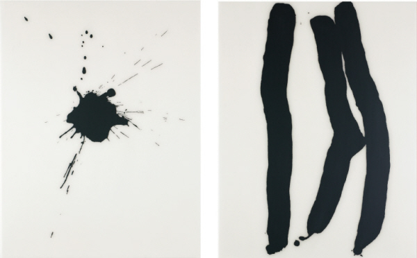 LEE Bae 250608 2008 Acrylic medium, charcoal black on canvas 130x97cm (each)