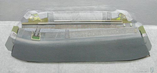 Choong Sup, LIM Scape-Implant 2009 Canvas, acrylic, rice paper, U.V.L.S. gel 30x60 inch