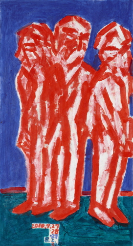 SUH Yongsun People on the Street 2 2010 Acrylic on Korean paper 141.5X76.5cm