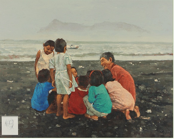 KANG Yobae Children of beach 2006 Acrylic on canvas 181.8x227.3cm