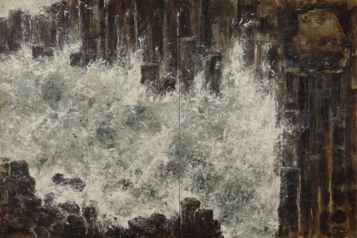 Wave and Rock Columns  2011  Acrylic on canvas  259x388cm