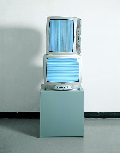 Sound Wave Input on Two TV Sets (Vertical/Horizontal), 1963-1995, 94x51x51cm