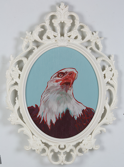 Hawk, 2014, Oil on wood, 85x60cm