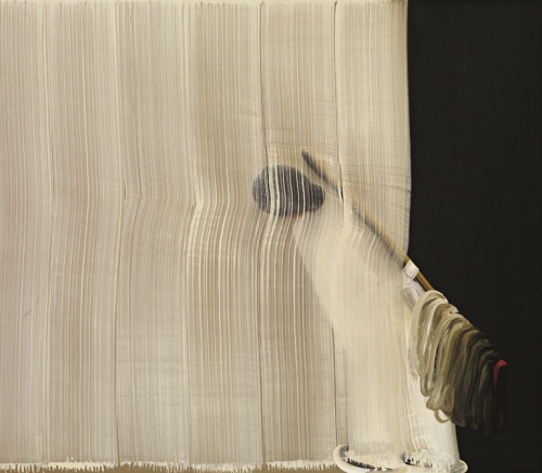 Figure behind 6 brushstrokes,2009,Tempera on canvas,125x145cm
