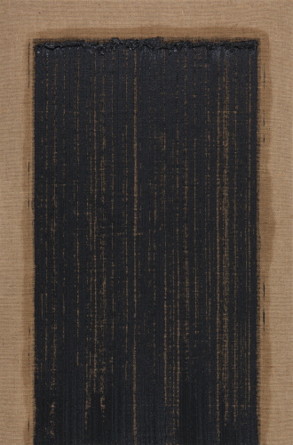 Conjunction 09-70, Oil on and pushed from back of hemp cloth, 180x120cm, 2009