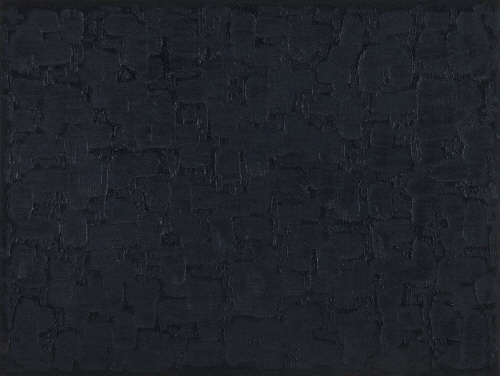 Conjunction 92-05, Oil on and pushed from back of hemp cloth, 121x160.3cm, 1992